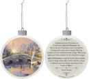 Mark Feldstein & Associates Thomas Kinkade Classic White 3.25 inch Porcelain LED Holiday Tree Ornaments Set of 3