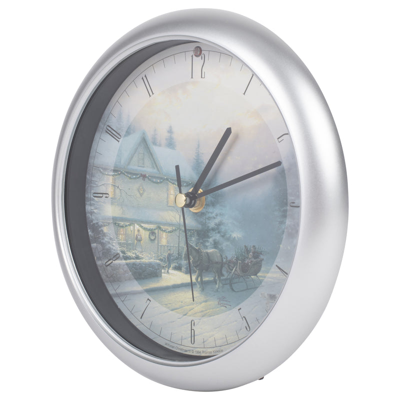 Mark Feldstein & Associates Thomas Kincade Victorian IV Silver Tone 8 x 8 Acrylic Holiday Wall Clock
