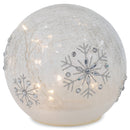 Mark Feldstein & Associates Snowflake LED Seasonal Ice Blue 6 inch Crackle Glass Festive Holiday Globe