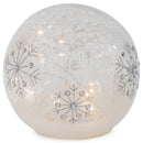 Mark Feldstein & Associates Snowflake LED Seasonal Ice Blue 6 inch Crackle Glass Festive Holiday Globe