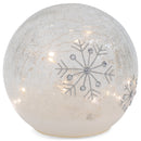 Mark Feldstein & Associates Snowflake LED Seasonal Ice Blue 6 inch Crackle Glass Festive Holiday Globe