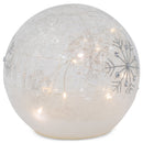 Mark Feldstein & Associates Snowflake LED Seasonal Ice Blue 6 inch Crackle Glass Festive Holiday Globe