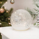 Mark Feldstein & Associates Snowflake LED Seasonal Ice Blue 6 inch Crackle Glass Festive Holiday Globe