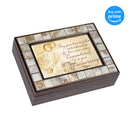 Top down view of Congratulations 50th Anniversary Mother of Pearl Amber Music Box