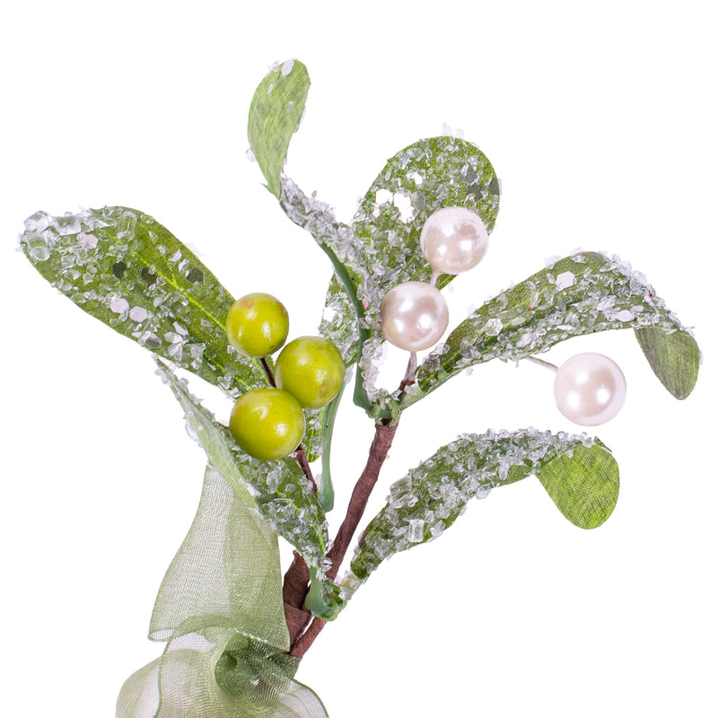 Petite Mistletoe Festive Green 5 inch Artificial Christmas Flower Sprig