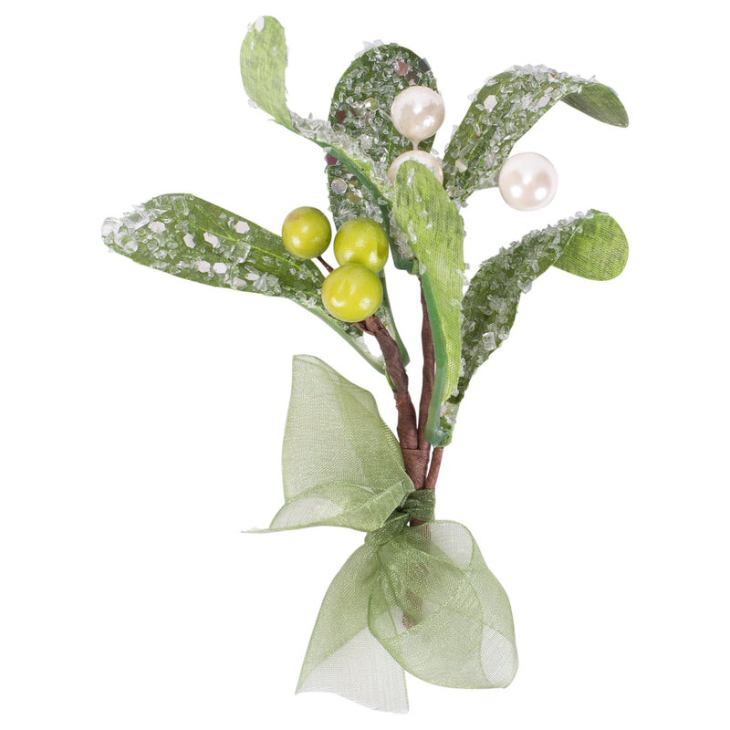 Petite Mistletoe Festive Green 5 inch Artificial Christmas Flower Sprig