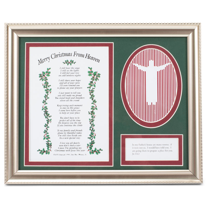 Merry From Heaven Green and Red 11 x 9 Acrylic Holiday Wall and Tabletop Frame