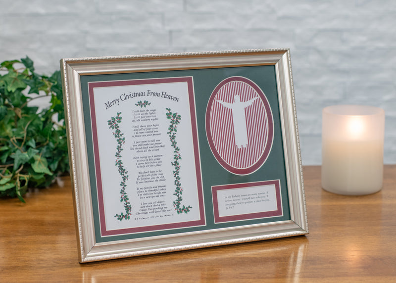 Merry From Heaven Green and Red 11 x 9 Acrylic Holiday Wall and Tabletop Frame