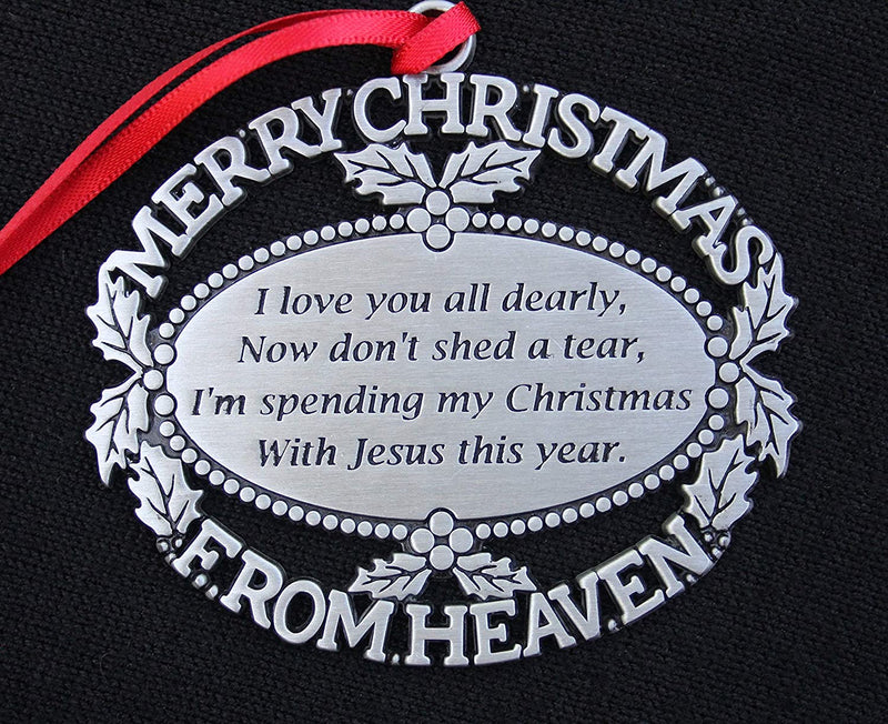 Merry Christmas from Heaven Pewter Keepsake Ornament with Poem in Gift Box