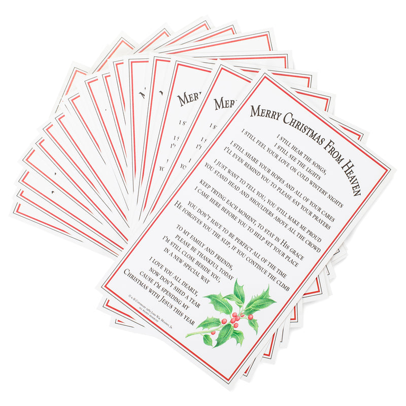 Merry Christmas from Heaven Winter White 5 x 3 Cardstock Bookmarks Pack of 25
