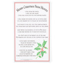 Merry Christmas from Heaven Winter White 5 x 3 Cardstock Bookmarks Pack of 25
