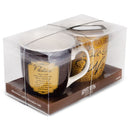 Pastor & Pastors Wife Filigree Medallion 16 Ounce Stoneware Coffee Mugs Boxed Set of 2