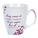 Proverbs 31 Woman Pink White Leaves 16 Ounce Ceramic Stoneware Coffee Mug (1)