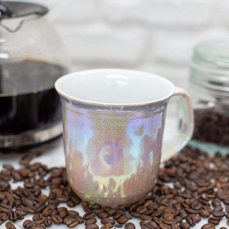 Purple With Cream Glossy Rainbow Glaze 17 ounce Stoneware Coffee Cup Mugs Set of 4