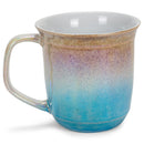Cream With Blue Glossy Rainbow Glaze 17 ounce Stoneware Coffee Cup Mugs Set of 4
