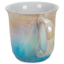 Cream With Blue Glossy Rainbow Glaze 17 ounce Stoneware Coffee Cup Mugs Set of 4