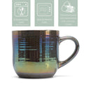 Elanze Designs Black Glossy Iridescent Rainbow Reactive Glaze 17 ounce Stoneware Coffee Cup Mugs Set of 4