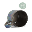 Elanze Designs Black Glossy Iridescent Rainbow Reactive Glaze 17 ounce Stoneware Coffee Cup Mugs Set of 4