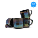 Elanze Designs Black Glossy Iridescent Rainbow Reactive Glaze 17 ounce Stoneware Coffee Cup Mugs Set of 4
