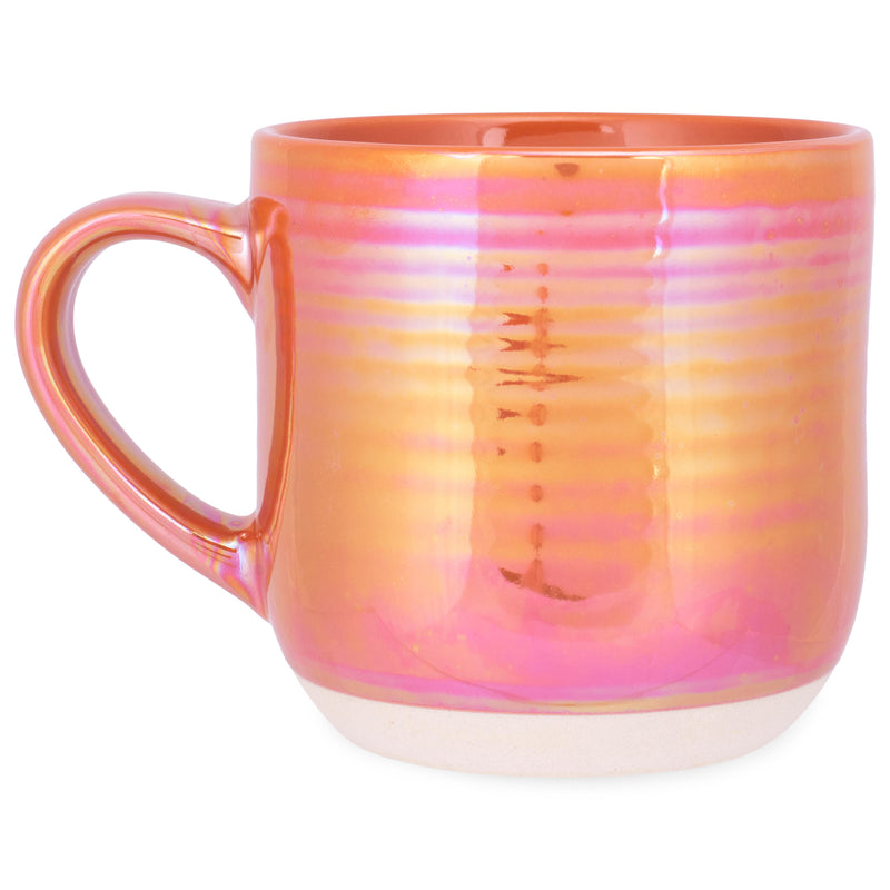 Elanze Designs Burnt Orange Glossy Iridescent Rainbow Reactive Glaze 17 ounce Stoneware Coffee Cup Mugs Set of 4