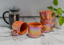 Elanze Designs Burnt Orange Glossy Iridescent Rainbow Reactive Glaze 17 ounce Stoneware Coffee Cup Mugs Set of 4