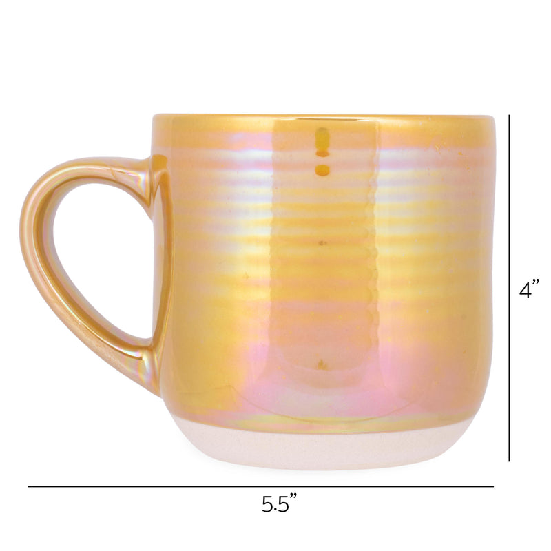 Elanze Designs Gold Tone Glossy Iridescent Rainbow Reactive Glaze 17 ounce Stoneware Coffee Cup Mugs Set of 4