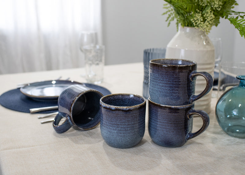 Elanze Designs Purple Ombre Blue Glossy Rainbow Reactive Glaze 17 ounce Stoneware Coffee Cup Mugs Set of 4
