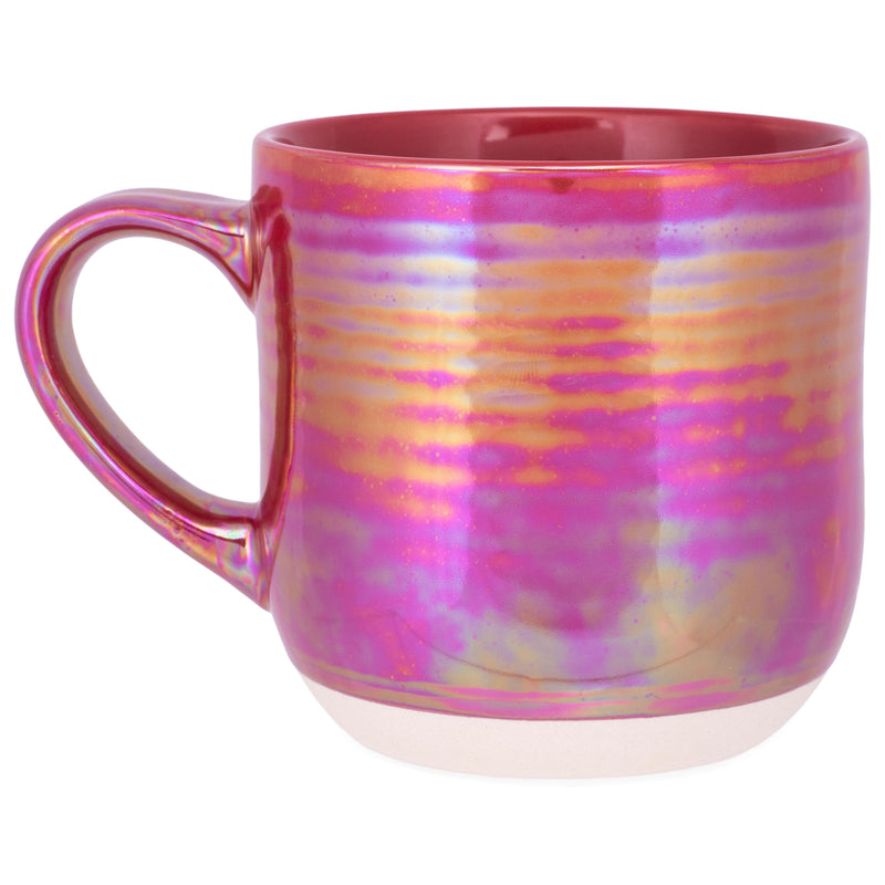 Elanze Designs Red Glossy Iridescent Rainbow Reactive Glaze 17 ounce Stoneware Coffee Cup Mugs Set of 4