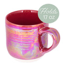 Elanze Designs Red Glossy Iridescent Rainbow Reactive Glaze 17 ounce Stoneware Coffee Cup Mugs Set of 4