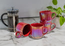 Elanze Designs Red Glossy Iridescent Rainbow Reactive Glaze 17 ounce Stoneware Coffee Cup Mugs Set of 4