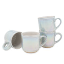 Elanze Designs White Glossy Iridescent Rainbow Reactive Glaze 17 ounce Stoneware Coffee Cup Mugs Set of 4