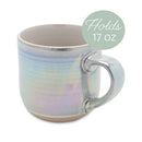 Elanze Designs White Glossy Iridescent Rainbow Reactive Glaze 17 ounce Stoneware Coffee Cup Mugs Set of 4