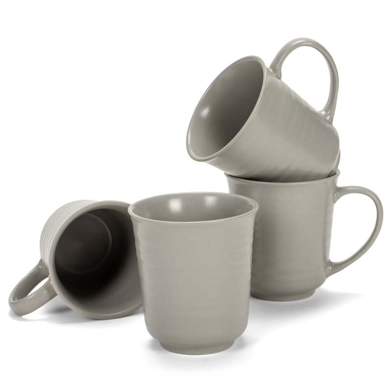 Grey Matte Glaze Finish 17 ounce Stoneware Coffee Cup Mugs Set of 4