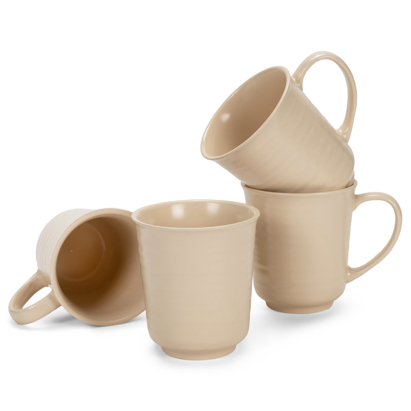 Cream Matte Glaze Finish 17 ounce Stoneware Coffee Cup Mugs Set of 4
