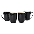 Black Glossy Finish 10 ounce New Bone China Coffee Cup Mugs Set of 4