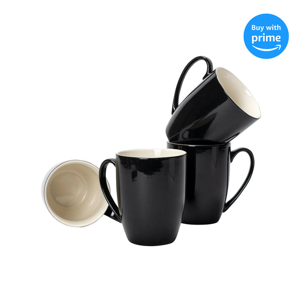 Black Glossy Finish 10 ounce New Bone China Coffee Cup Mugs