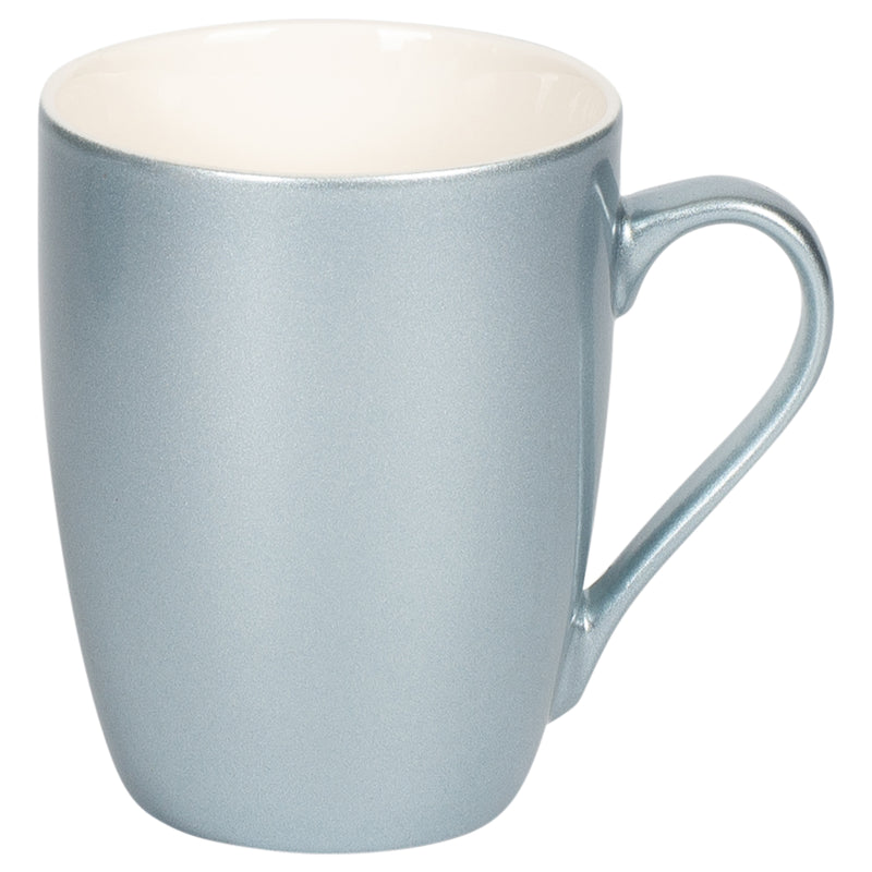 Frosted Blue Metallic Finish 10 Oz. New Bone China Coffee Cup Mug Set of 4