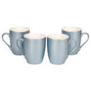 Frosted Blue Metallic Finish 10 Oz. New Bone China Coffee Cup Mug Set of 4