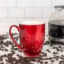 Cardinal Red Glossy Finish 10 ounce New Bone China Coffee Cup Mugs Set of 4