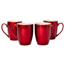 Cardinal Red Glossy Finish 10 ounce New Bone China Coffee Cup Mugs Set of 4