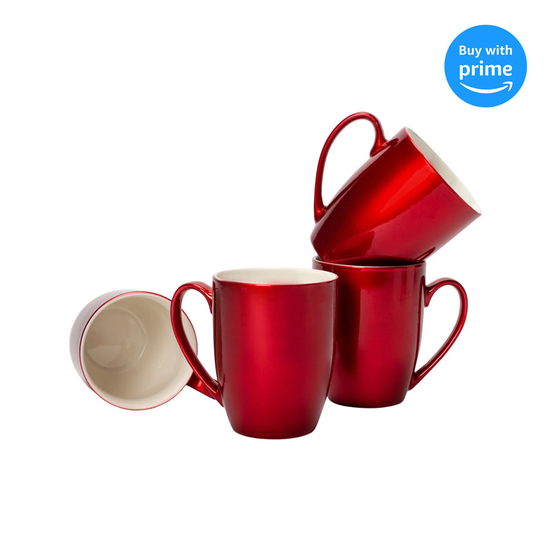 Complete set of Cardinal Red Glossy Matching Coffee Mug Set