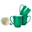 Emerald Green Glossy Finish 10 ounce New Bone China Coffee Cup Mugs Set of 4