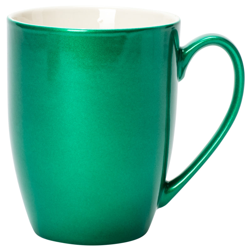 Emerald Green Glossy Finish 10 ounce New Bone China Coffee Cup Mugs Set of 4