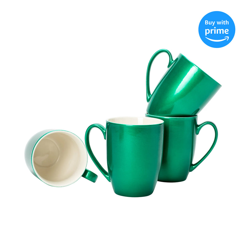 Complete set of Emerald Green Glossy Matching Coffee Mug Set