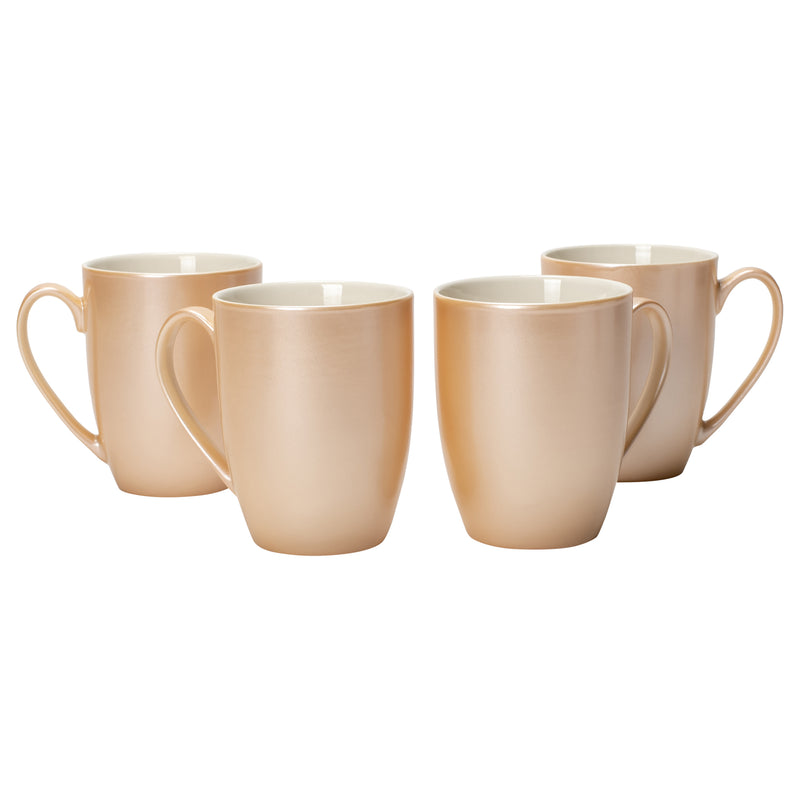 Pearlescent Sand Finish 10 ounce New Bone China Coffee Cup Mugs Set of 4
