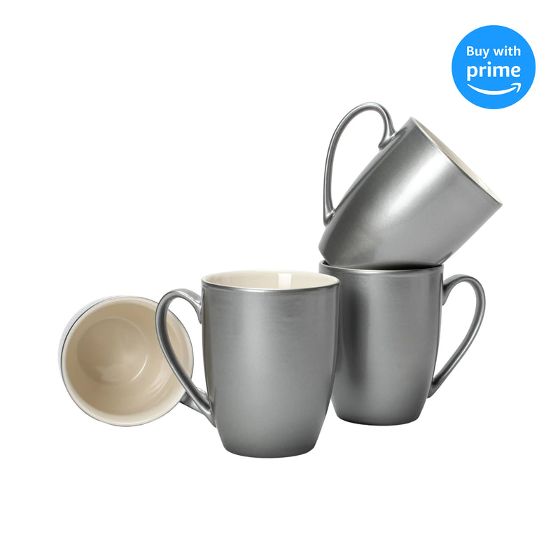 Complete set of Grey Glossy Matching Coffee Mug Set
