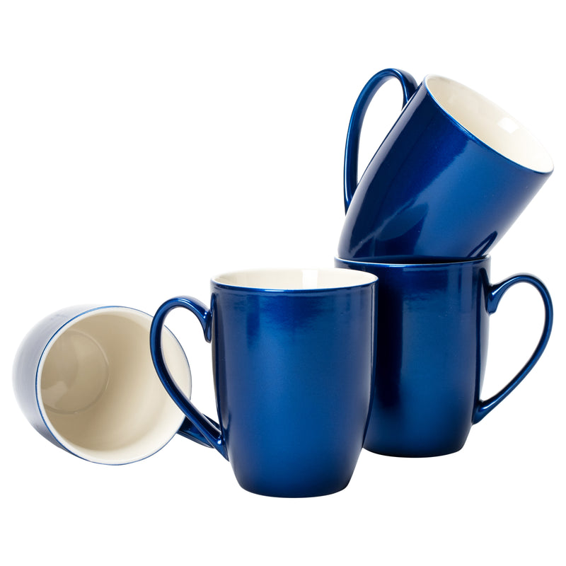 Complete set of Navy Blue Glossy Matching Coffee Mug Set