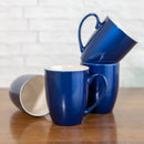 Navy Blue Glossy Finish 10 ounce New Bone China Coffee Cup Mugs Set of 4