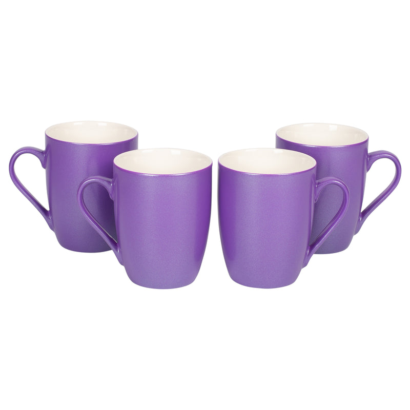 Passion Purple Glossy Finish 10 Oz. New Bone China Coffee Cup Mug Set of 4