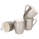 Silver Tone Metallic Finish 10 Oz. New Bone China Coffee Cup Mug Set of 4